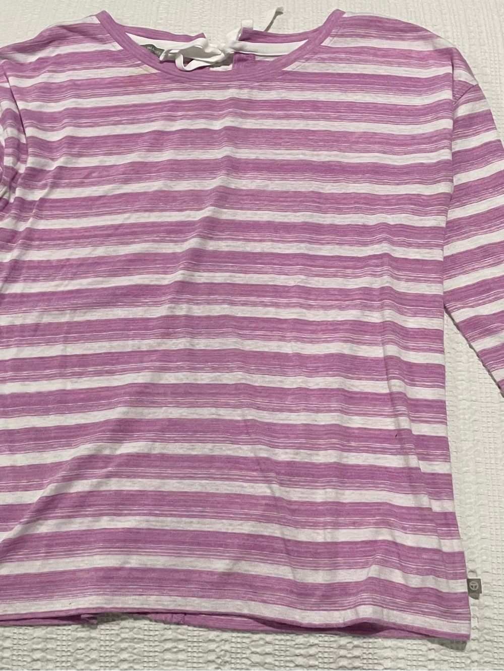 Talbots Lilac and White Striped Long Sleeve Tee